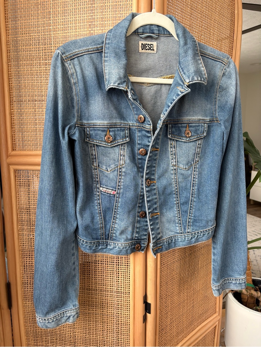 Diesel Medium Blue Denim Jacket with Pink Gold Buttons Sz: XS| Classic, Fall
